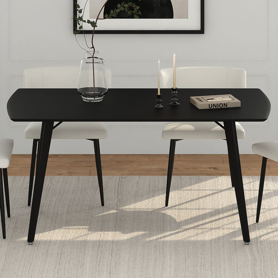 Table de salle à manger rectangulaire Vesta en naturel et noir