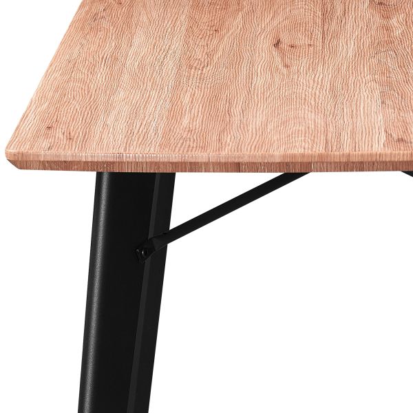 Table de salle à manger rectangulaire Leon en naturel et noir