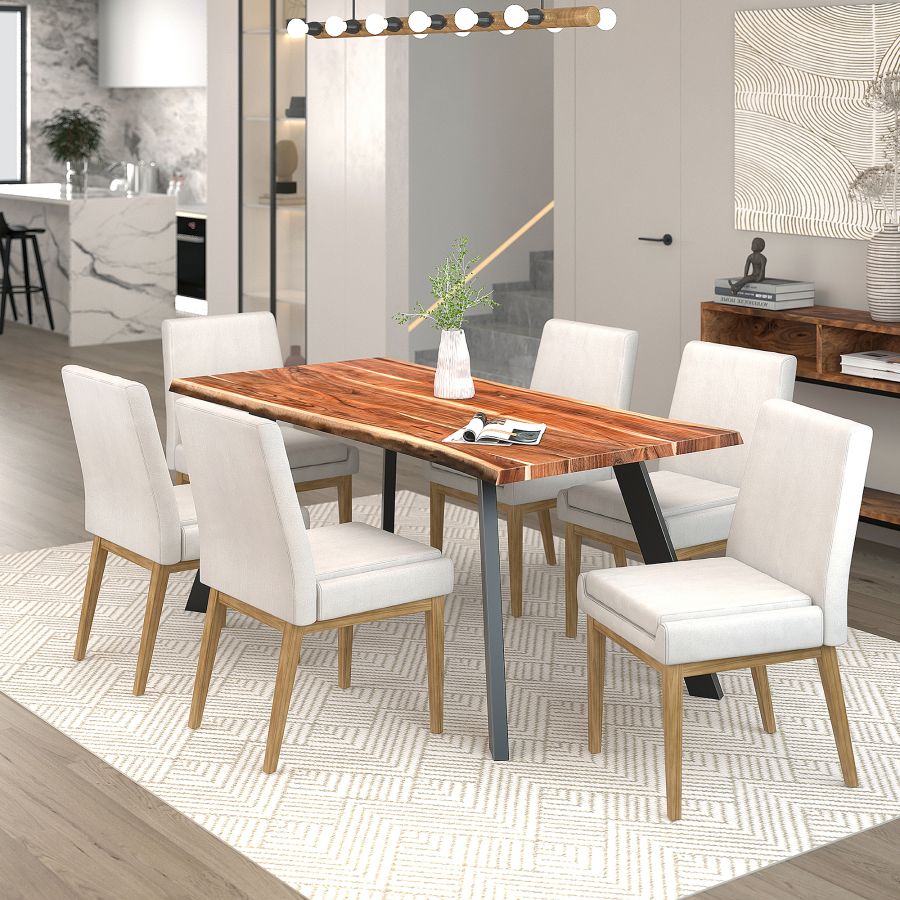 Chaise de salle à manger Cortez, lot de 2, en tissu beige et naturel ( Meuble Mtl ) 
