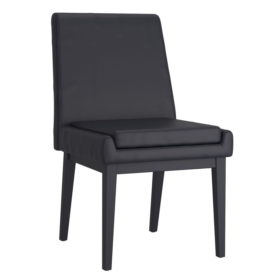 Chaise de salle à manger Cortez, lot de 2, en simili cuir noir et noir ( Meuble Mtl ) 