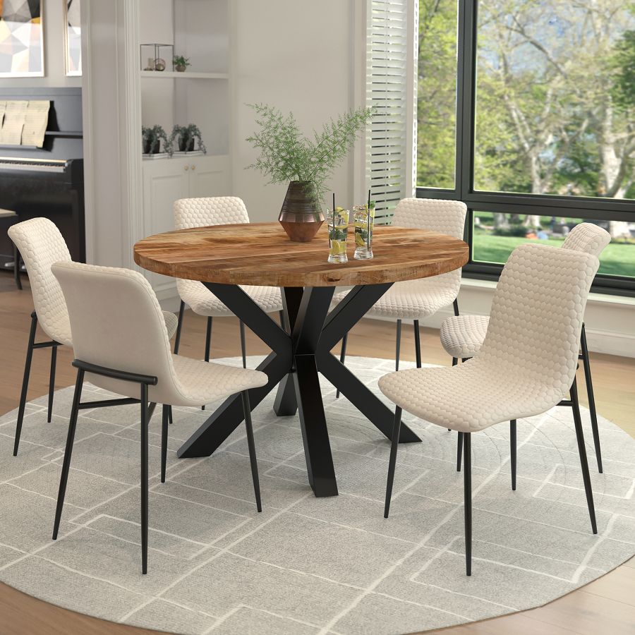 Chaise de salle à manger Brixx, lot de 2, en tissu beige et noir ( Meuble Mtl ) 