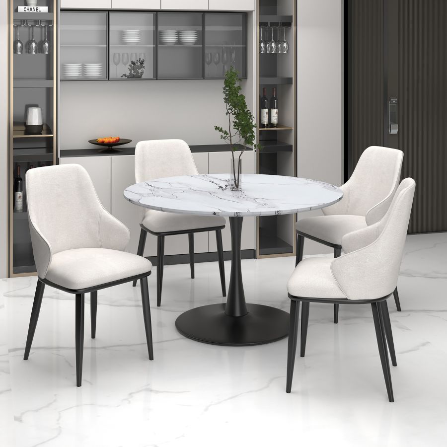 Chaise de salle à manger Kash, lot de 2, en tissu beige et noir 