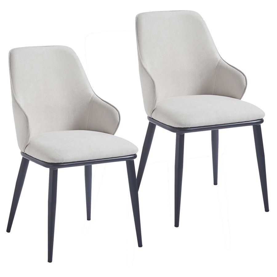 Chaise de salle à manger Kash, lot de 2, en tissu beige et noir 