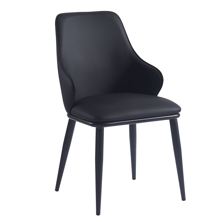 Chaise de salle à manger Kash, ensemble de 2, en simili cuir noir et noir 