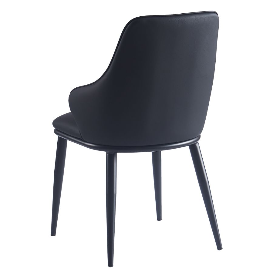 Chaise de salle à manger Kash, ensemble de 2, en simili cuir noir et noir 