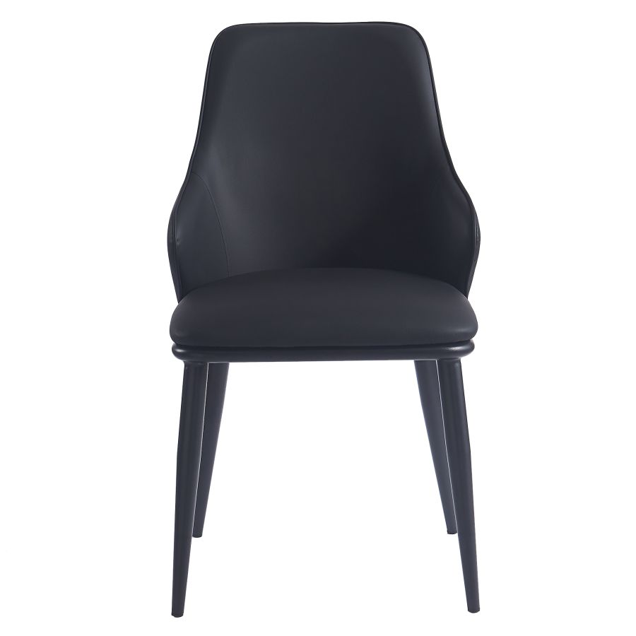 Chaise de salle à manger Kash, ensemble de 2, en simili cuir noir et noir 