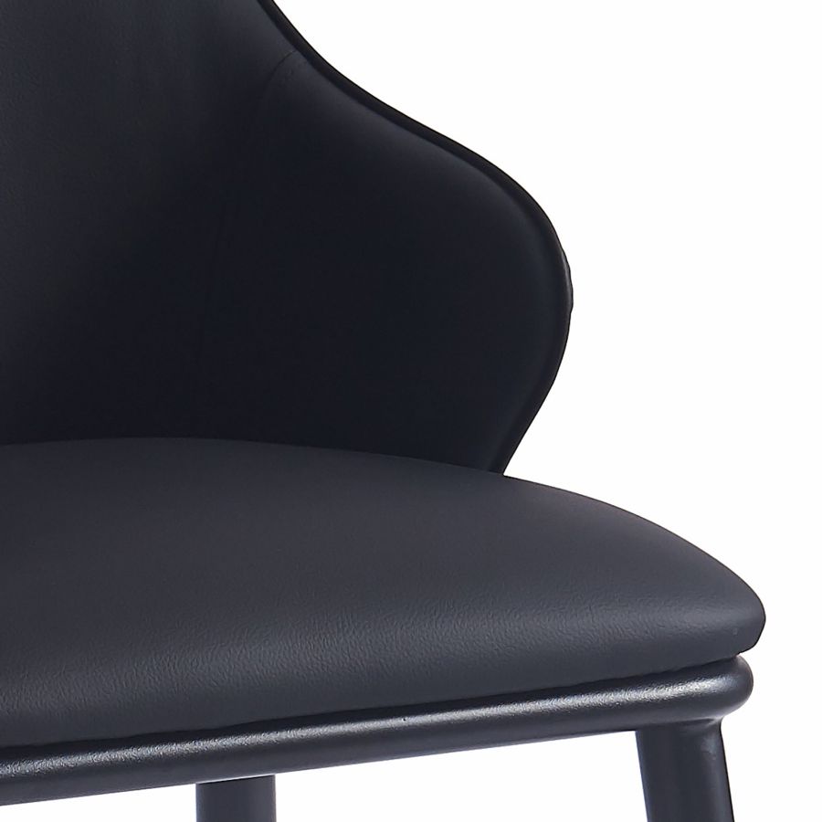 Chaise de salle à manger Kash, ensemble de 2, en simili cuir noir et noir 