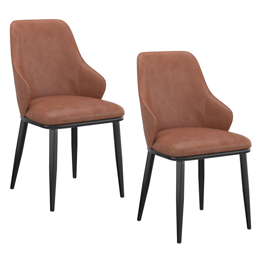 Chaise de salle à manger Kash, simili cuir, lot de 2, en selle et noir
