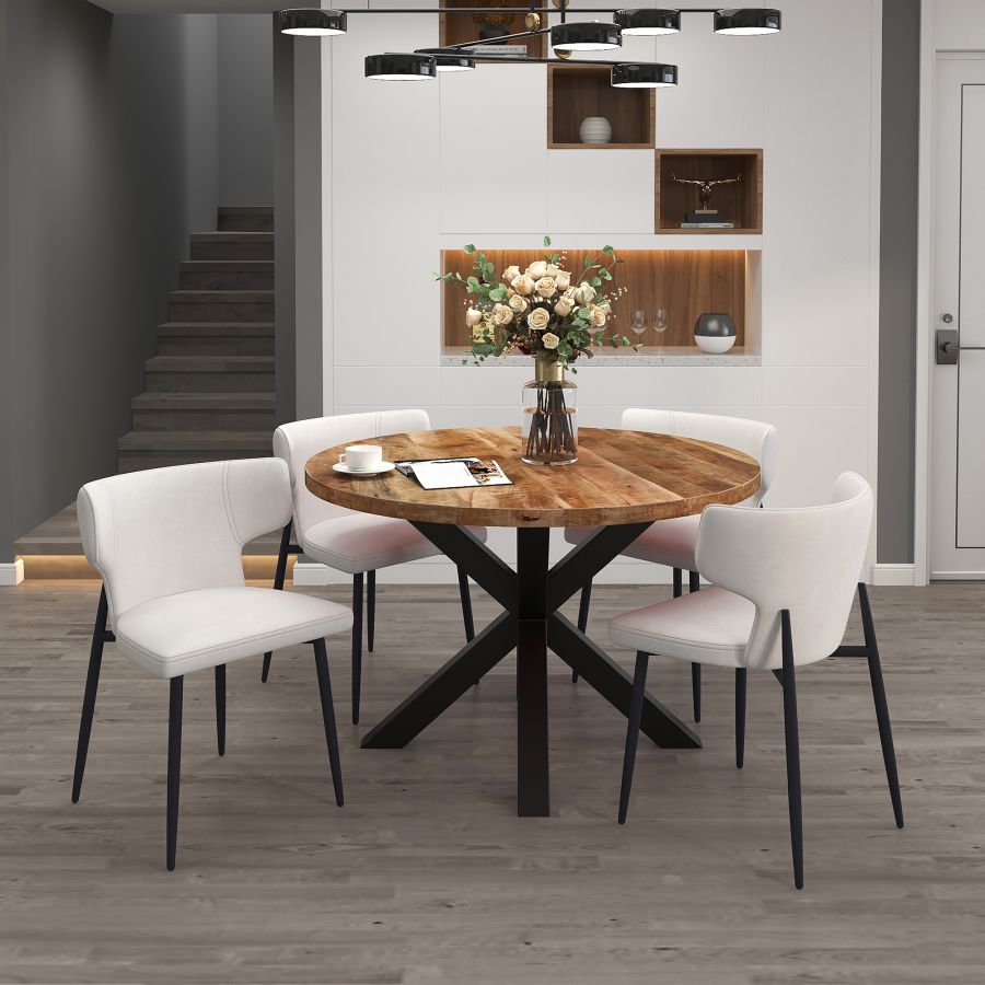 Chaise de salle à manger Olis, lot de 2, en tissu beige et noir ( Meuble Mtl ) 