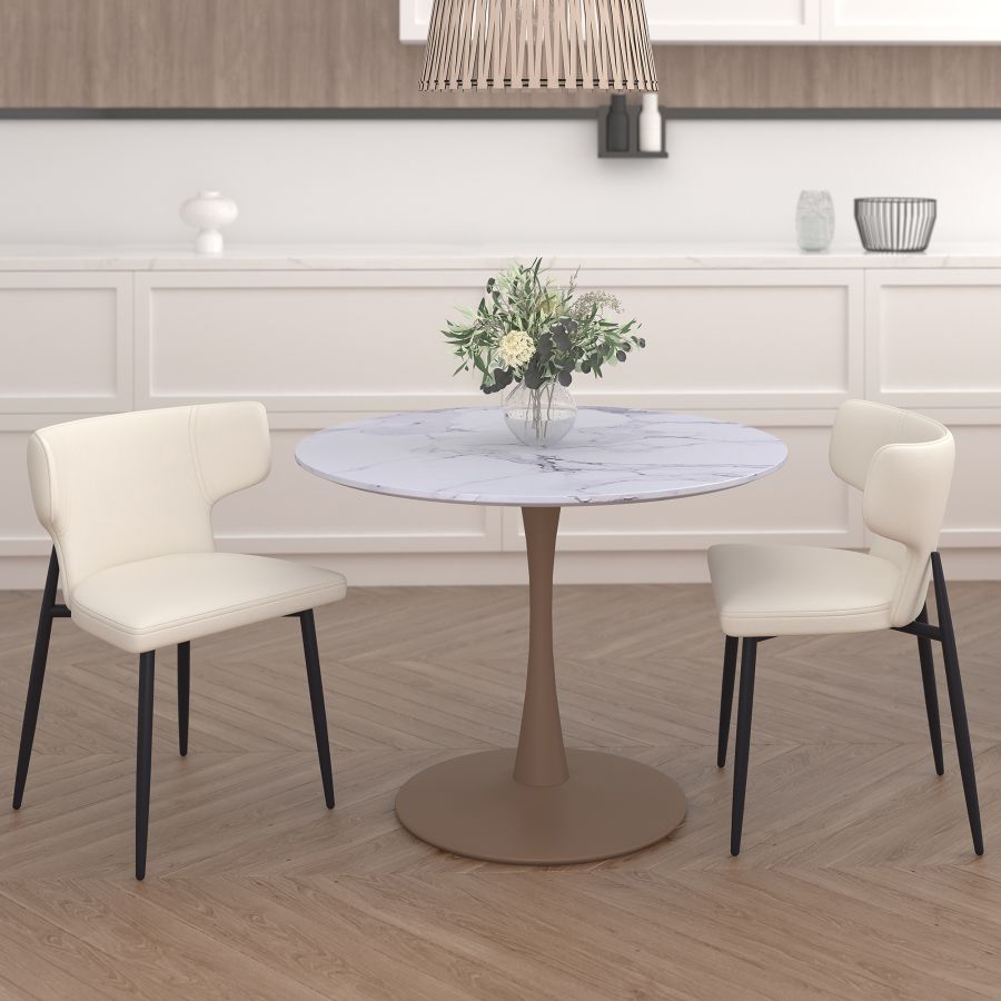 Chaise de salle à manger Olis, lot de 2, en simili cuir beige et noir