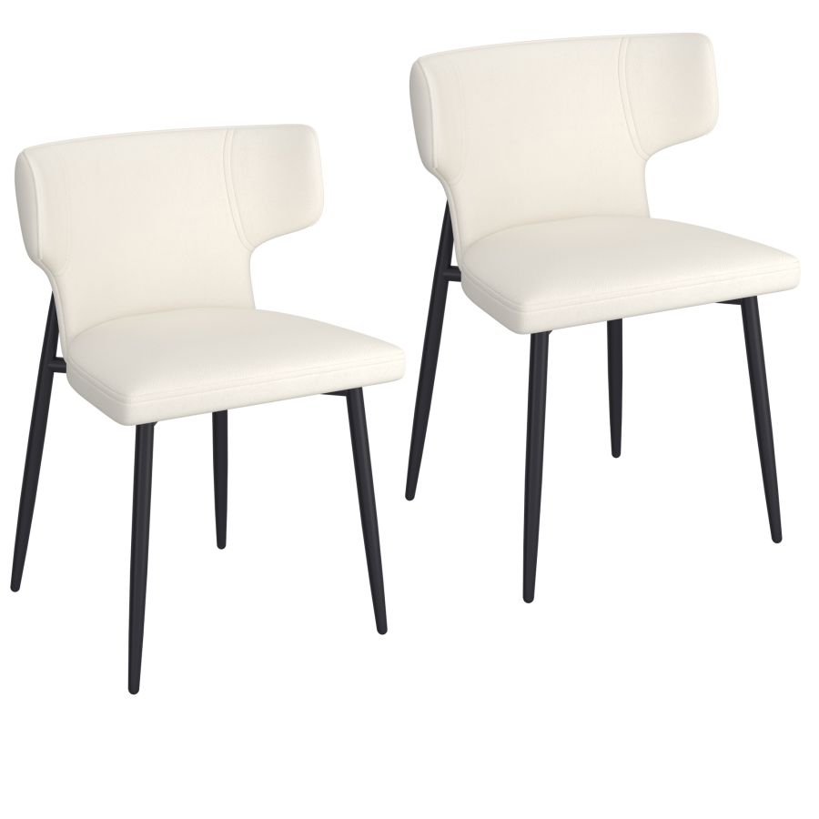 Chaise de salle à manger Olis, lot de 2, en simili cuir beige et noir
