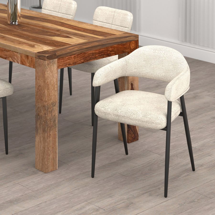 Chaise de salle à manger Archer, lot de 2, en tissu beige et noir ( Meuble Mtl ) 