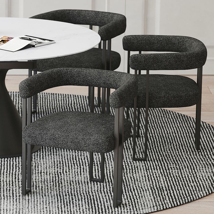 Chaise de salle à manger Scarlet, lot de 2, en Charcoal Boucle et Noir