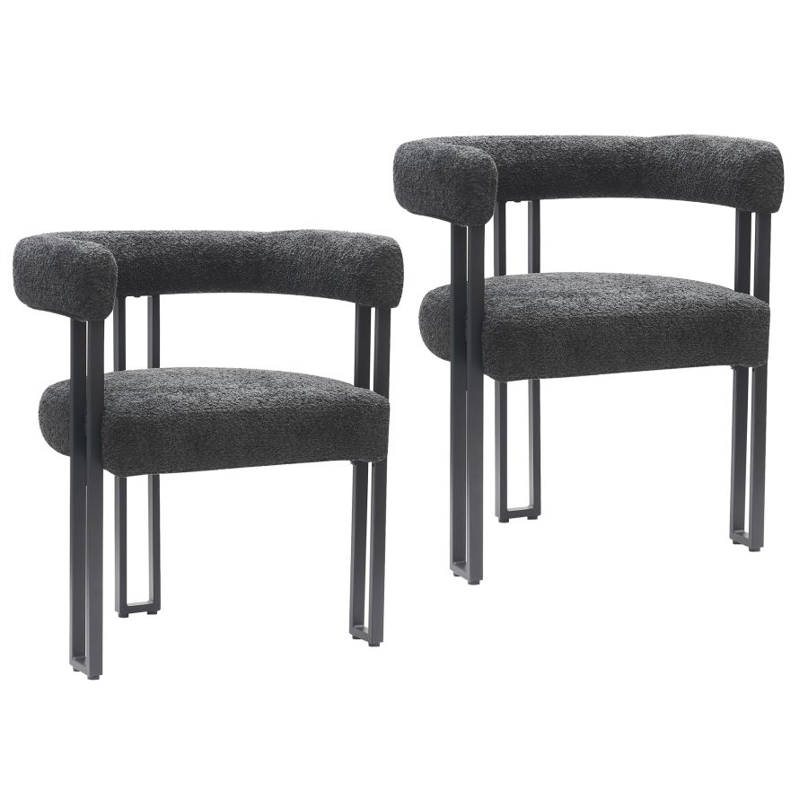 Chaise de salle à manger Scarlet, lot de 2, en Charcoal Boucle et Noir