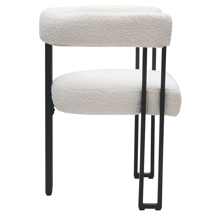 Chaise de salle à manger Scarlet, lot de 2, en boucle ivoire et noir