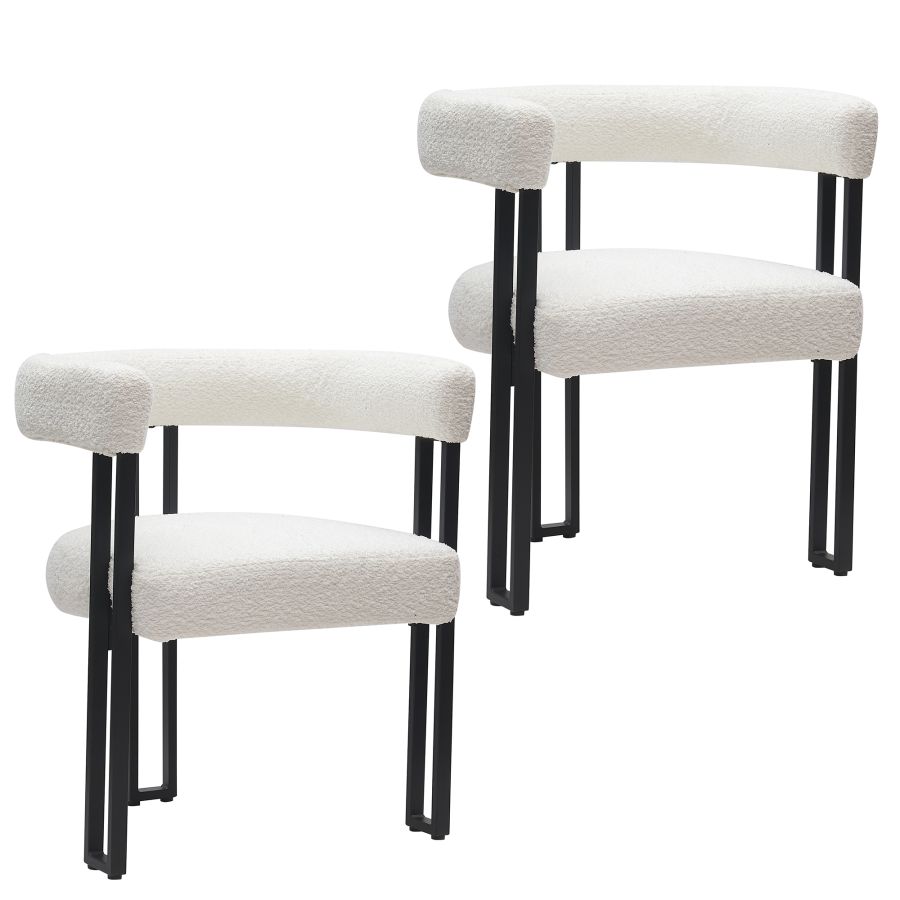 Chaise de salle à manger Scarlet, lot de 2, en boucle ivoire et noir