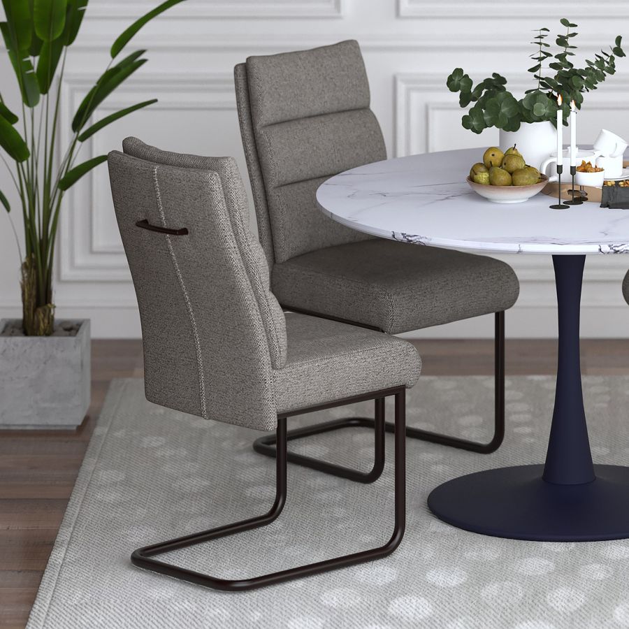 Chaise de salle à manger Brodi, ensemble de 2, en charbon et noir