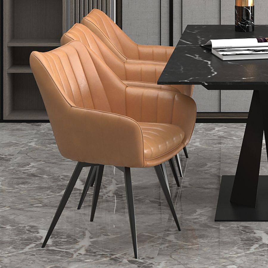 Chaise de salle à manger et d'appoint pivotante Talon, ensemble de 2, en chameau et noir