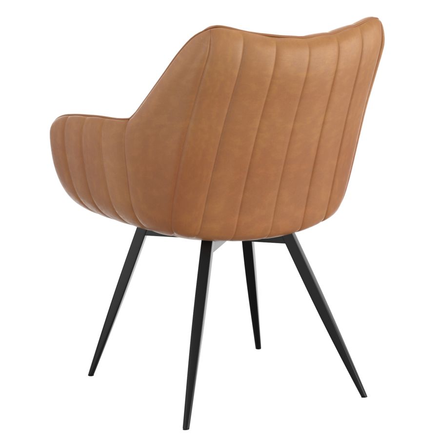 Chaise de salle à manger et d'appoint pivotante Talon, ensemble de 2, en chameau et noir