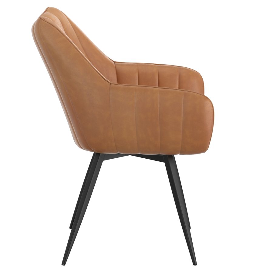 Chaise de salle à manger et d'appoint pivotante Talon, ensemble de 2, en chameau et noir