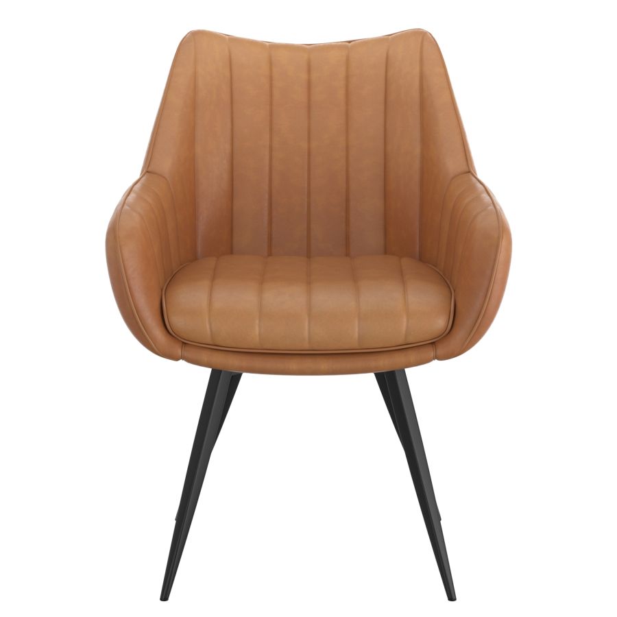 Chaise de salle à manger et d'appoint pivotante Talon, ensemble de 2, en chameau et noir