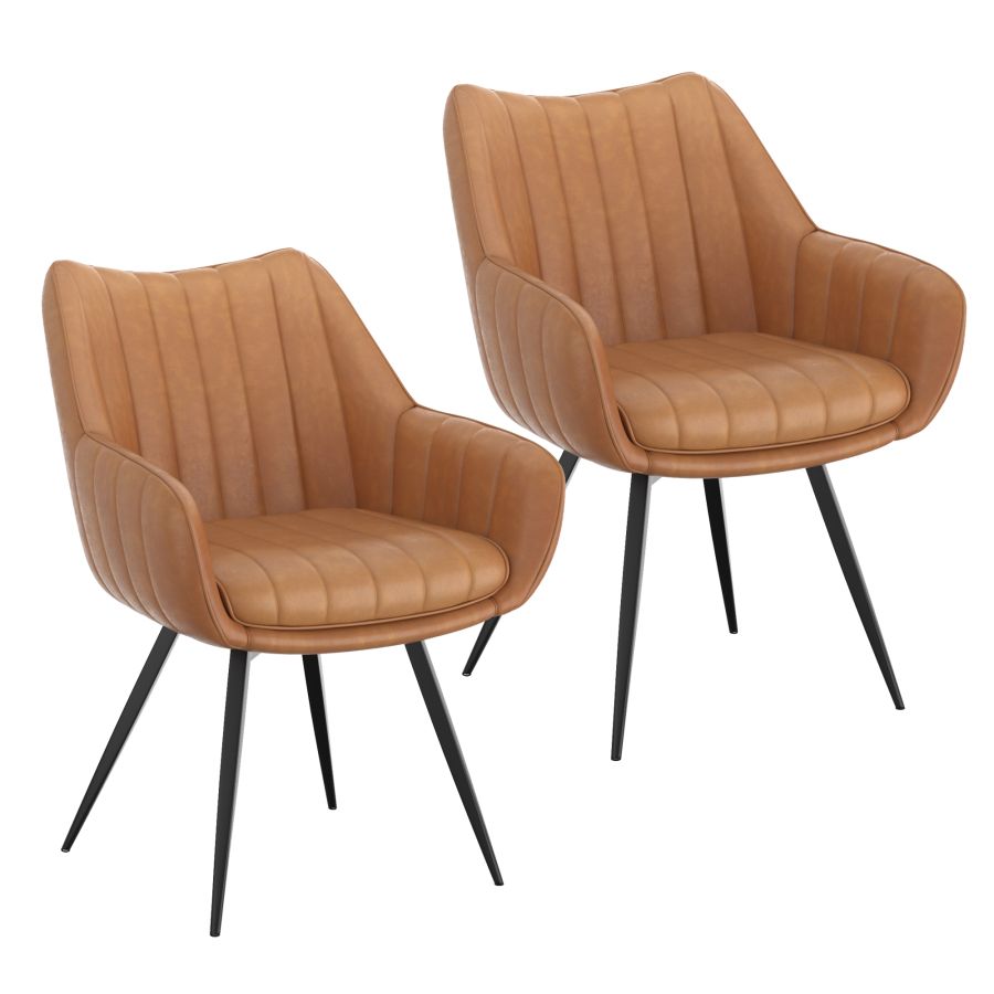 Chaise de salle à manger et d'appoint pivotante Talon, ensemble de 2, en chameau et noir