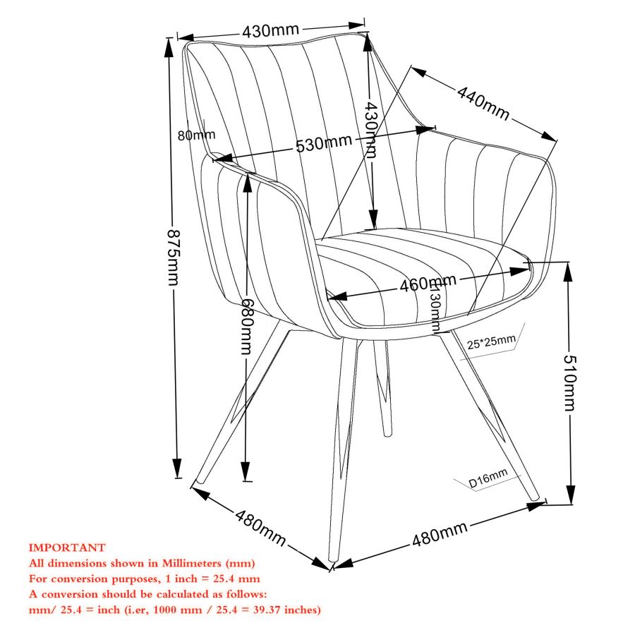 Chaise de salle à manger et d'appoint pivotante Talon, ensemble de 2, en chameau et noir