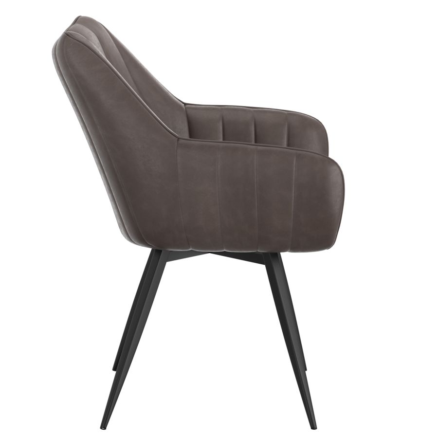 Chaise de salle à manger et d'appoint pivotante Talon, ensemble de 2, en charbon et noir