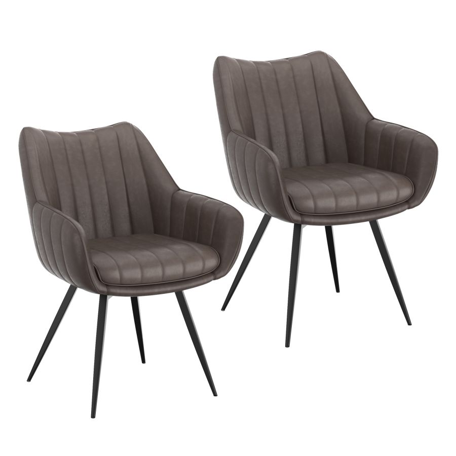 Chaise de salle à manger et d'appoint pivotante Talon, ensemble de 2, en charbon et noir