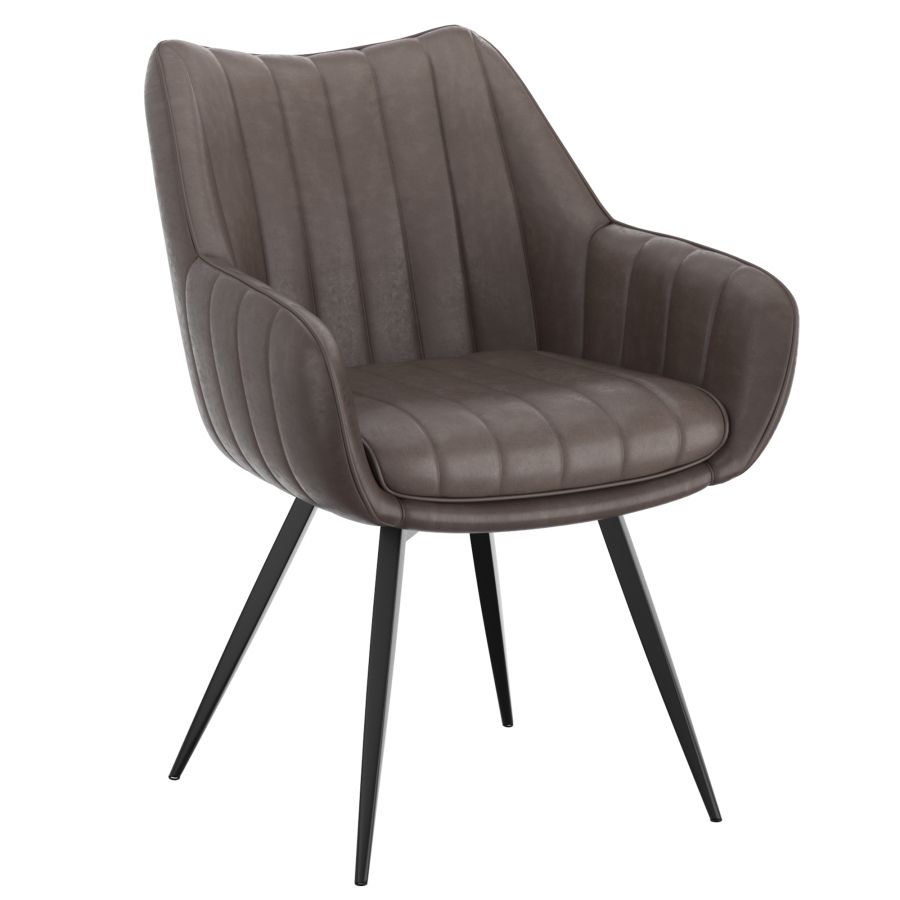 Chaise de salle à manger et d'appoint pivotante Talon, ensemble de 2, en charbon et noir