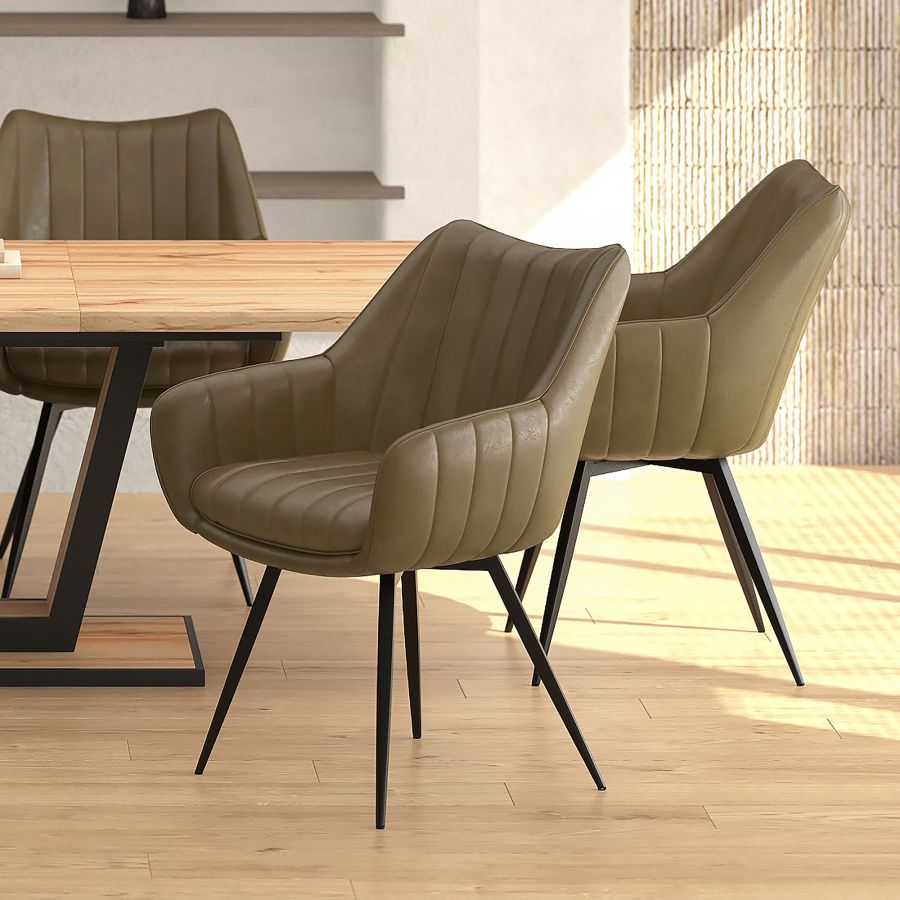 Chaise de salle à manger et d'appoint pivotante Talon, ensemble de 2, en mousse et noir