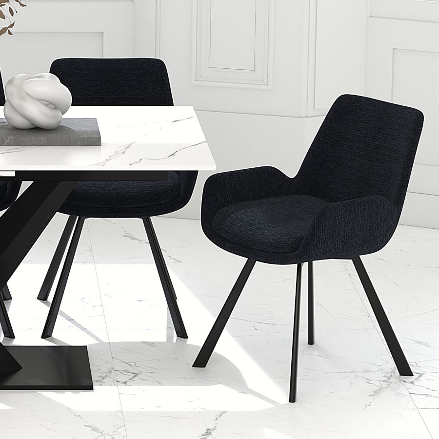 Chaise de salle à manger pivotante Signy, ensemble de 2, en noir
