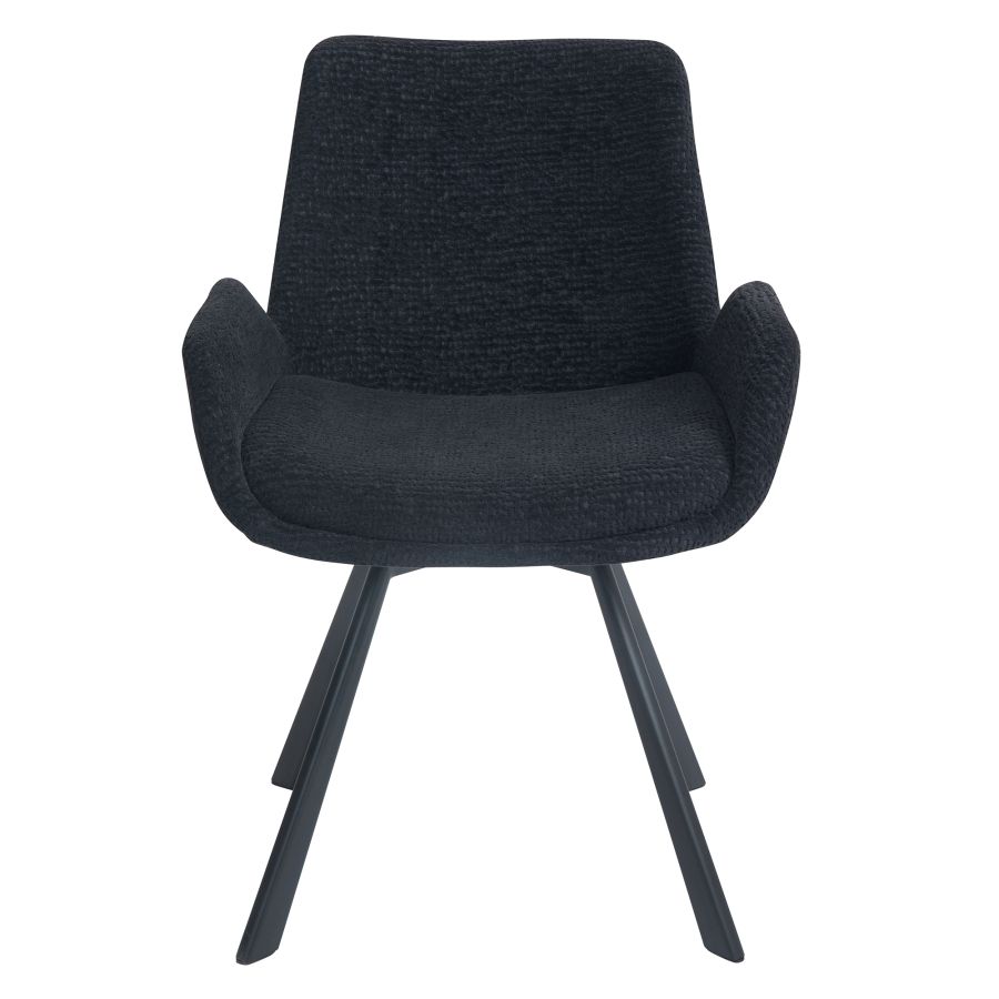 Chaise de salle à manger pivotante Signy, ensemble de 2, en noir