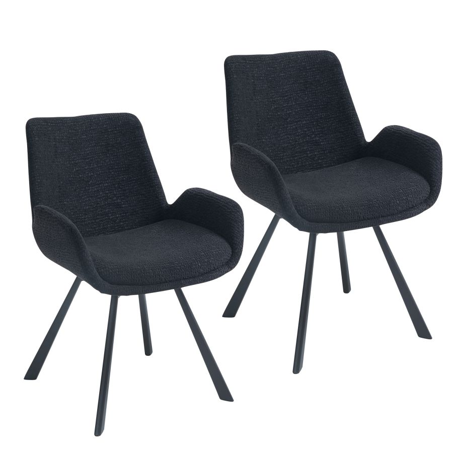 Chaise de salle à manger pivotante Signy, ensemble de 2, en noir