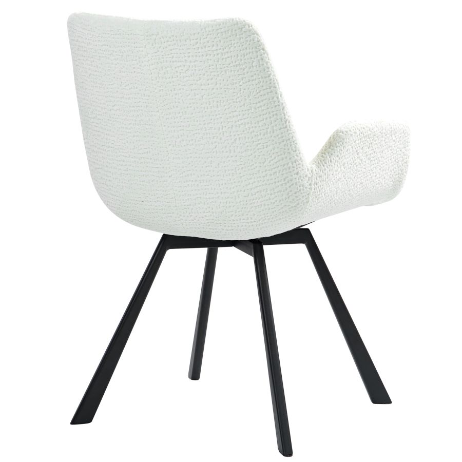 Chaise de salle à manger pivotante Signy, ensemble de 2, en ivoire et noir