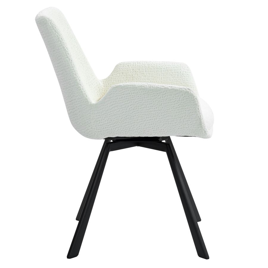 Chaise de salle à manger pivotante Signy, ensemble de 2, en ivoire et noir