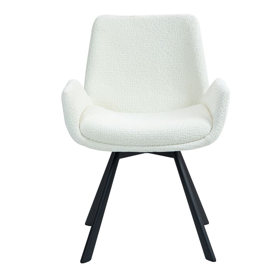 Chaise de salle à manger pivotante Signy, ensemble de 2, en ivoire et noir