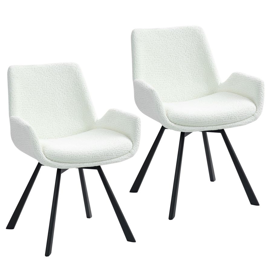 Chaise de salle à manger pivotante Signy, ensemble de 2, en ivoire et noir