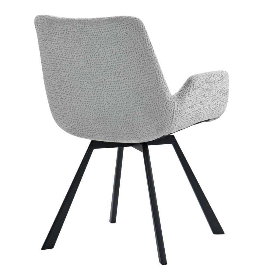 Chaise de salle à manger pivotante Signy, ensemble de 2, en gris clair et noir