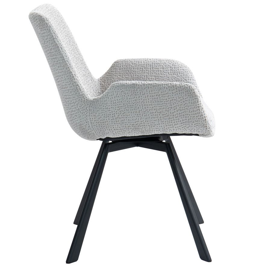 Chaise de salle à manger pivotante Signy, ensemble de 2, en gris clair et noir