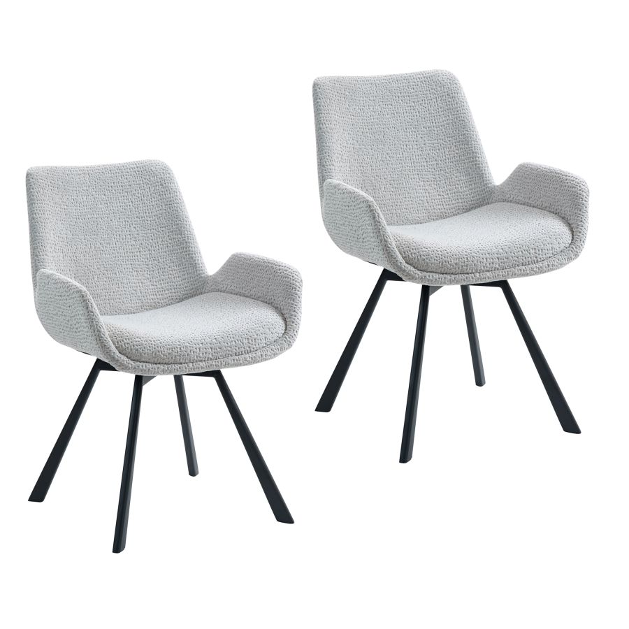 Chaise de salle à manger pivotante Signy, ensemble de 2, en gris clair et noir