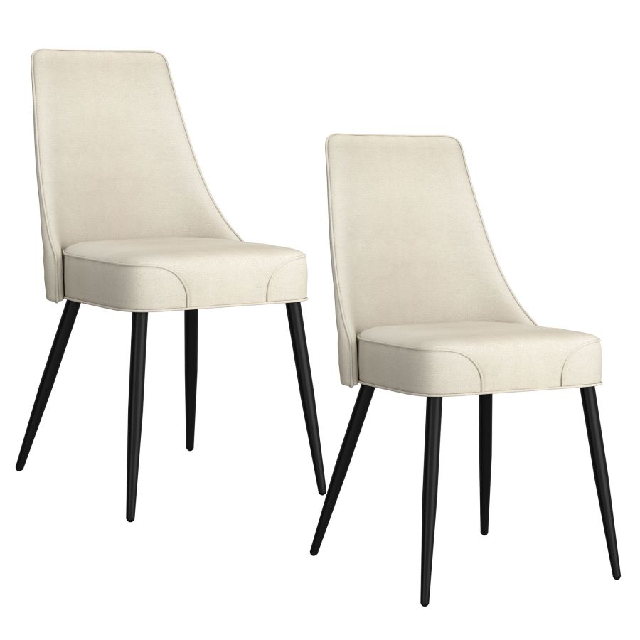 Chaise de salle à manger Koda, en tissu, lot de 2, en beige et noir