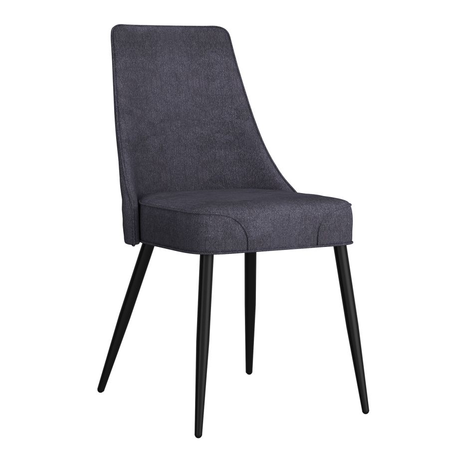 Chaise de salle à manger Koda, en tissu, lot de 2, en charbon et noir