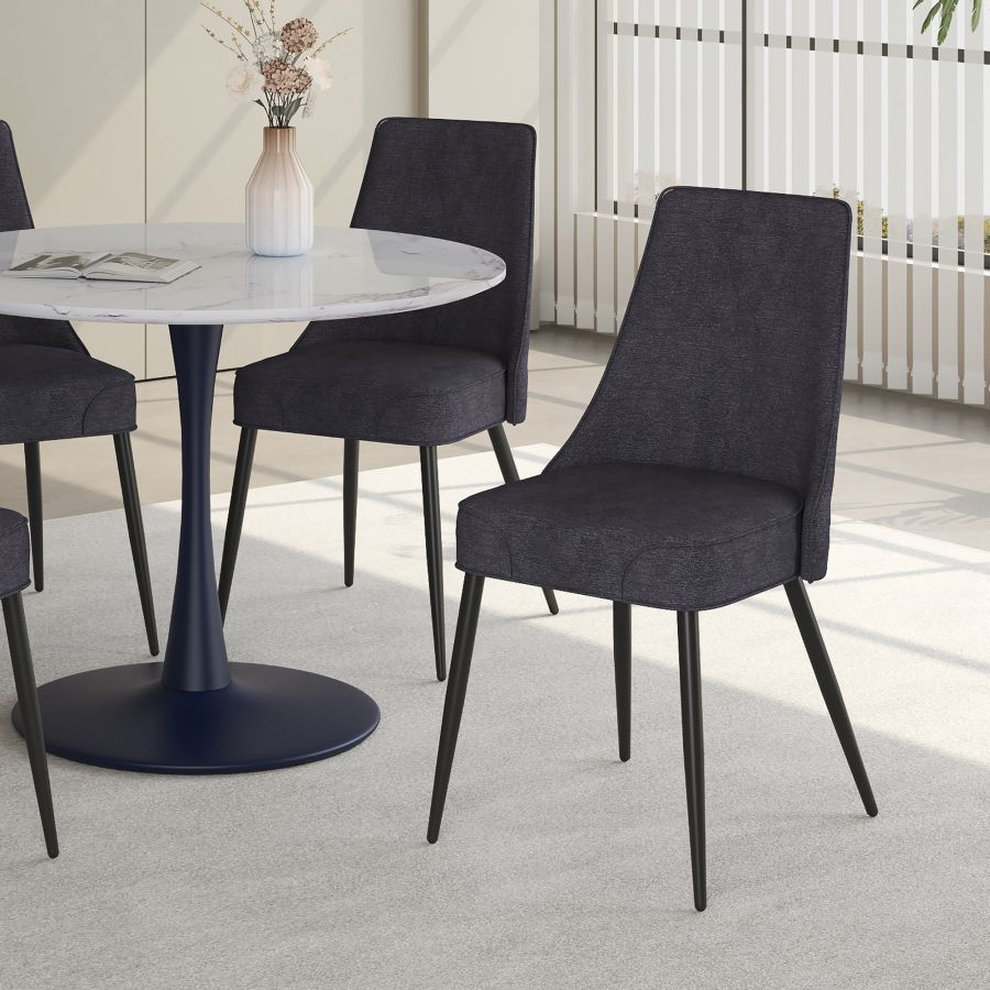 Chaise de salle à manger Koda, en tissu, lot de 2, en charbon et noir