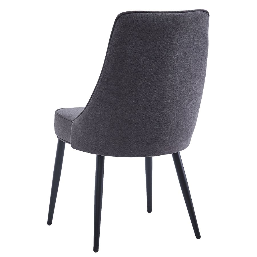 Chaise de salle à manger Koda, en tissu, lot de 2, en charbon et noir