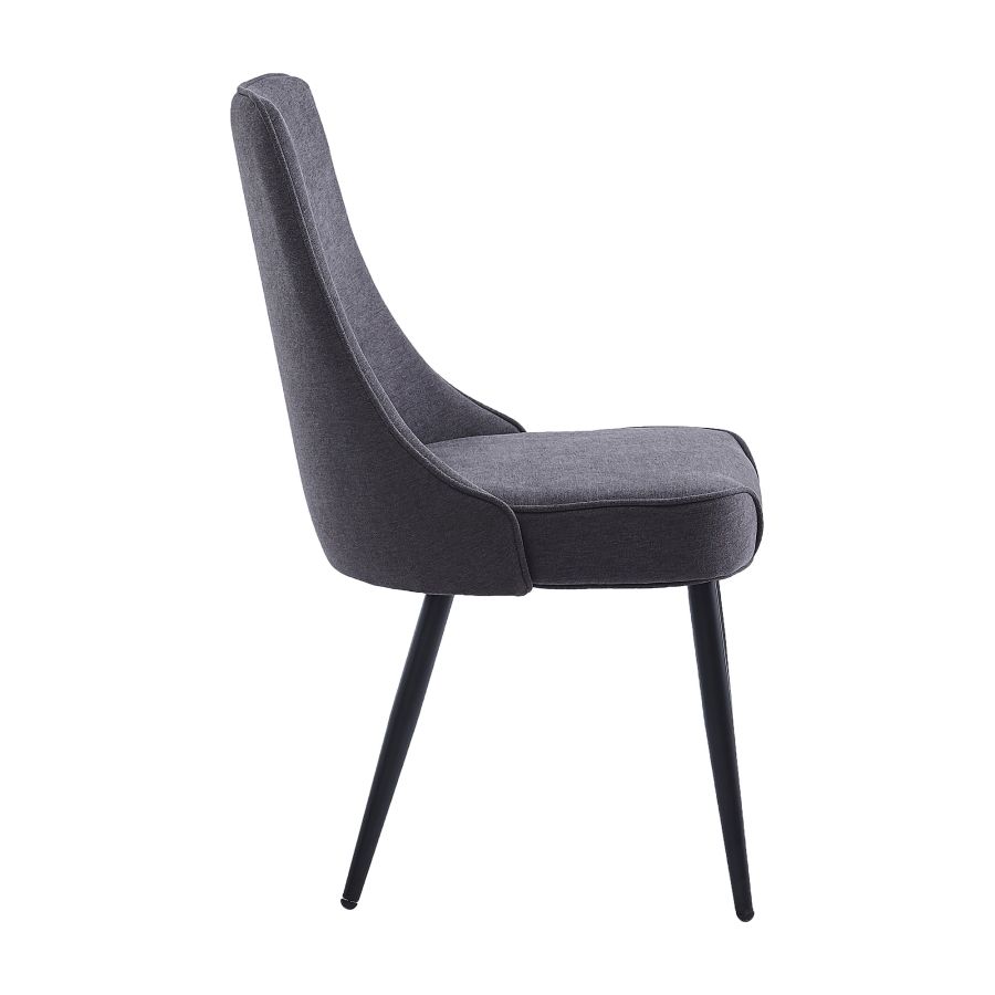 Chaise de salle à manger Koda, en tissu, lot de 2, en charbon et noir