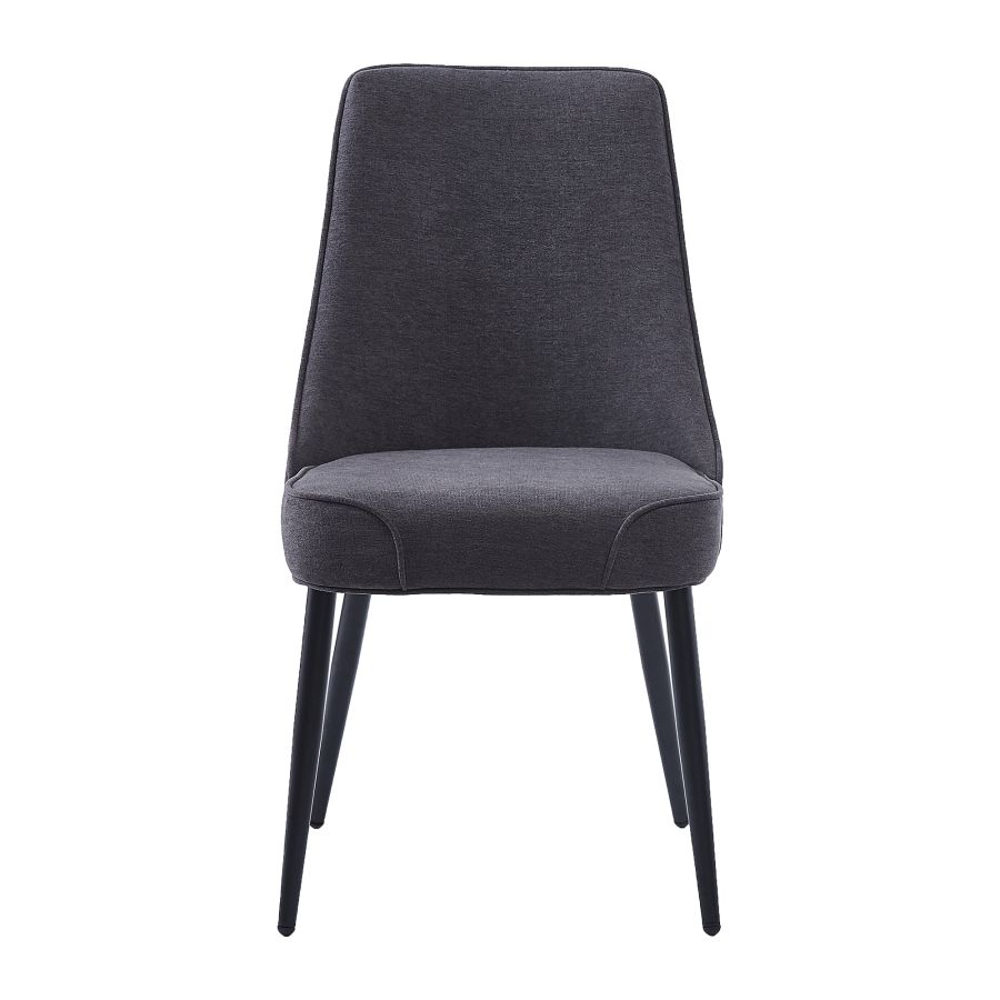 Chaise de salle à manger Koda, en tissu, lot de 2, en charbon et noir