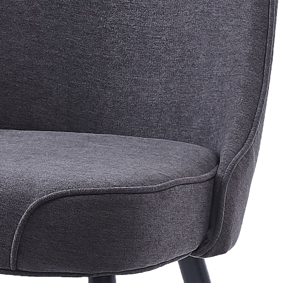 Chaise de salle à manger Koda, en tissu, lot de 2, en charbon et noir