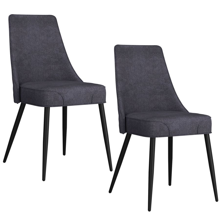 Chaise de salle à manger Koda, en tissu, lot de 2, en charbon et noir