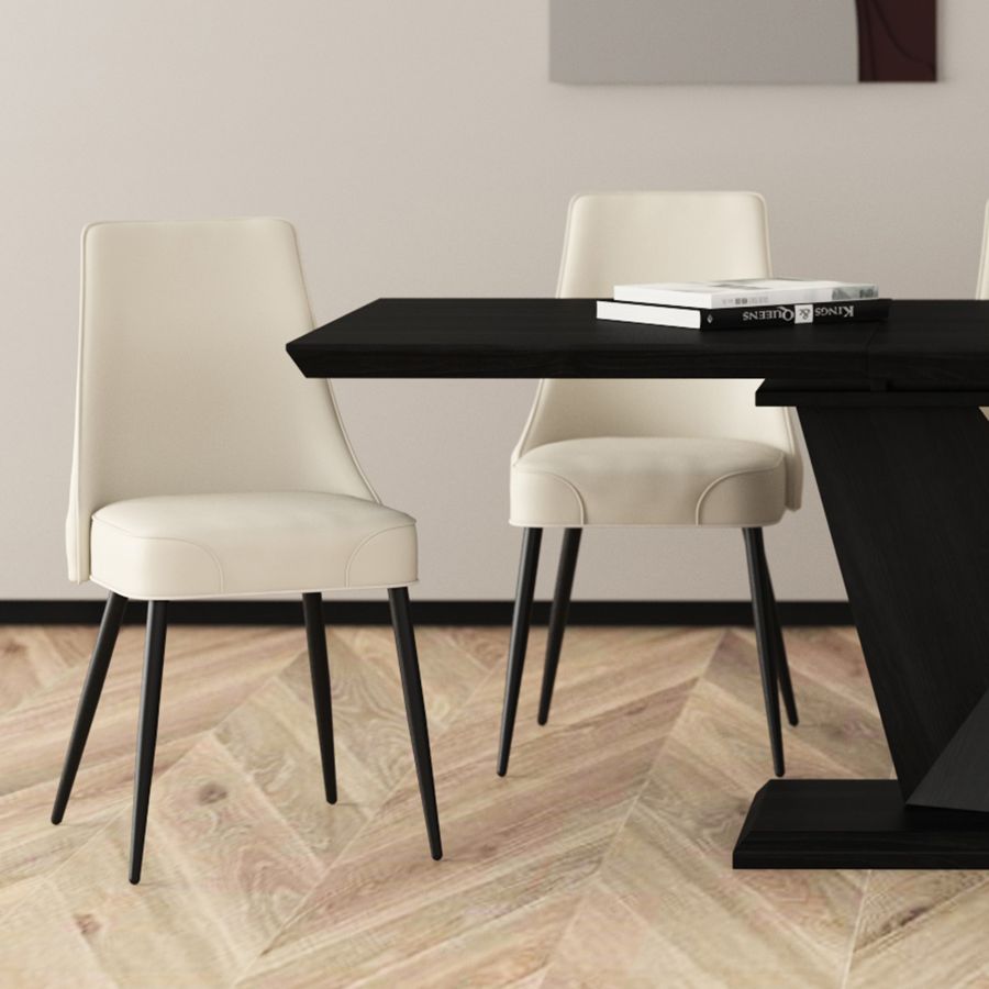 Chaise de salle à manger Koda, simili cuir, lot de 2, beige et noir
